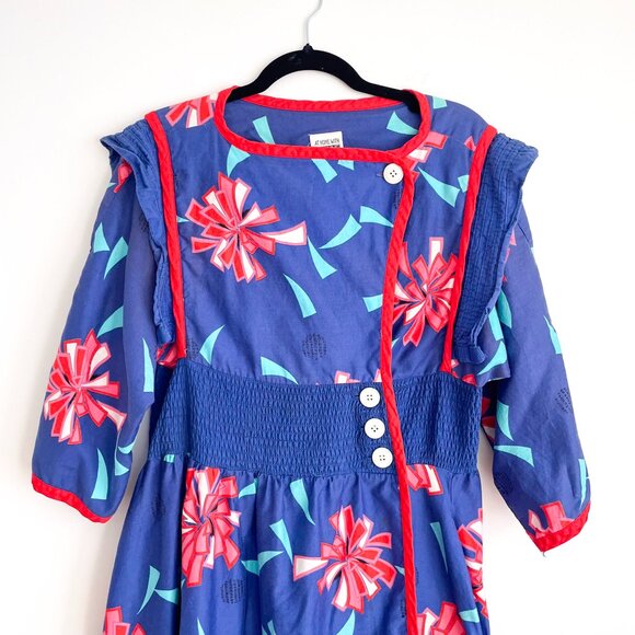 Jeanne Marc  Vintage 1980s Abstract Wrap Dress Small Novelty Print Avant Garde - Picture 3 of 16